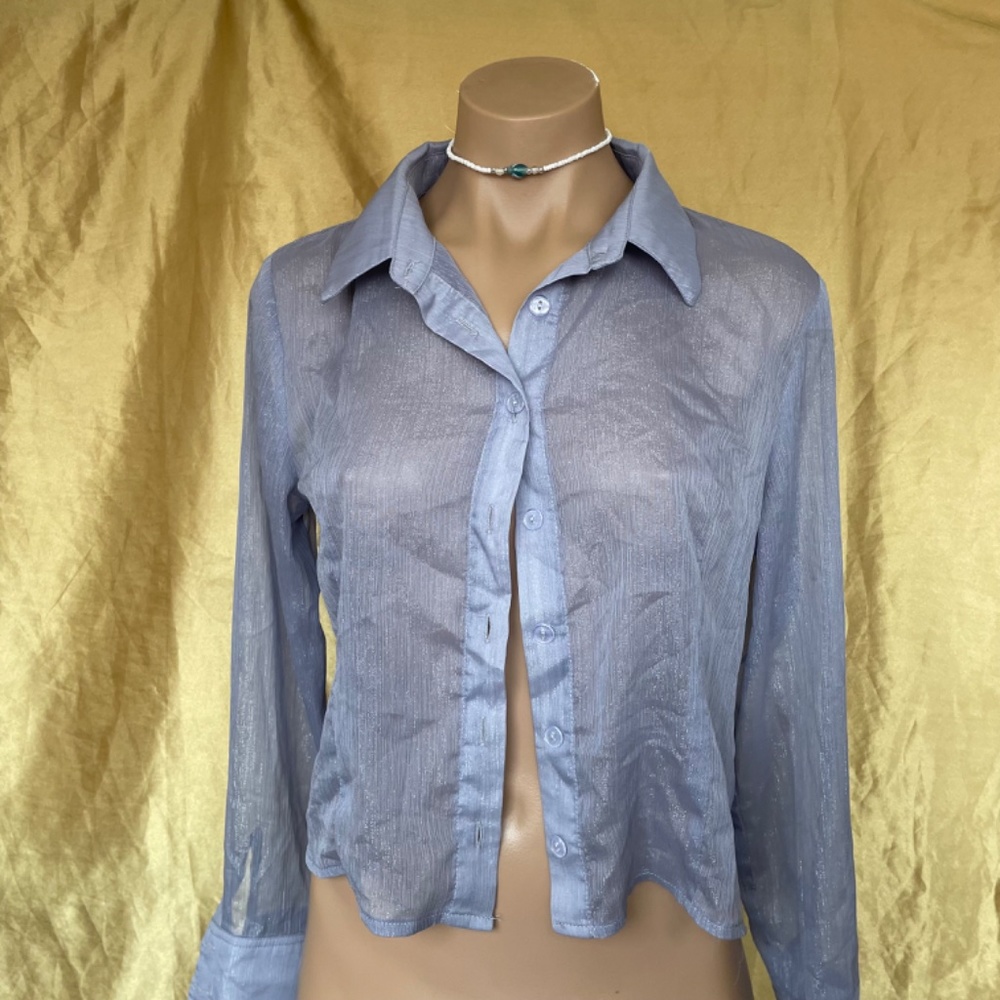 Cr y Baby sparkly sheer button down - Picture 3 of 5